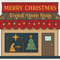 Illustrated storefront decorated for Christmas with red awning lights, nativity scene and Christmas tree in the window, and ‘Merry Christmas – Trend Store Stop’ sign.”