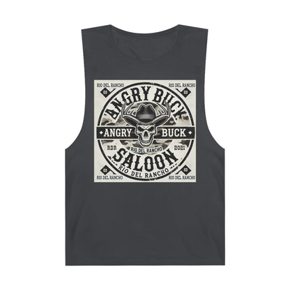 Rio Del Rancho - Angry Buck Saloon - Unisex Barnard Tank Top - 100% Combed Ringspun Cotton | Sizes - XS-3Xl