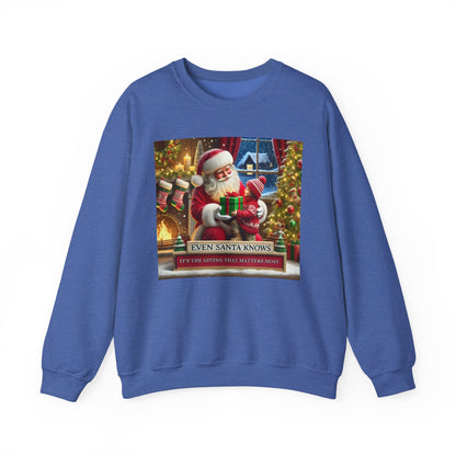 Even Santa Knows It’s the Giving That Matters Most  Christmas Giving-Themed Sweatshirt Unisex Heavy Blend Crewneck Sweatshirt