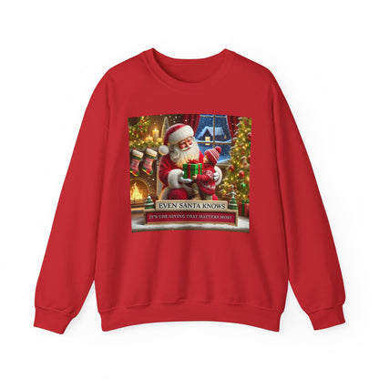 Even Santa Knows It’s the Giving That Matters Most  Christmas Giving-Themed Sweatshirt Unisex Heavy Blend Crewneck Sweatshirt