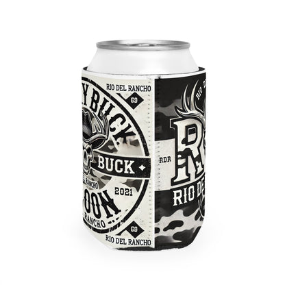 Custom Neoprene Can Cooler Sleeve with Rio Del Rancho & Angry Buck Saloon Logos – Fits 12 oz Cans, Slip-Resistant & Collapsible