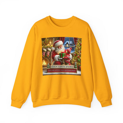 Even Santa Knows It’s the Giving That Matters Most  Christmas Giving-Themed Sweatshirt Unisex Heavy Blend Crewneck Sweatshirt