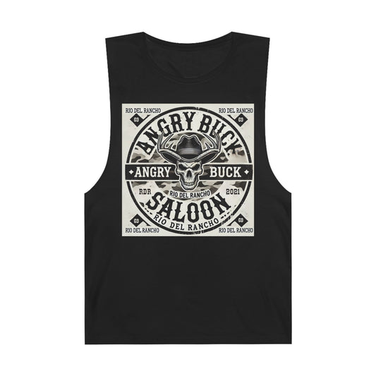 Rio Del Rancho - Angry Buck Saloon - Unisex Barnard Tank Top - 100% Combed Ringspun Cotton | Sizes - XS-3Xl