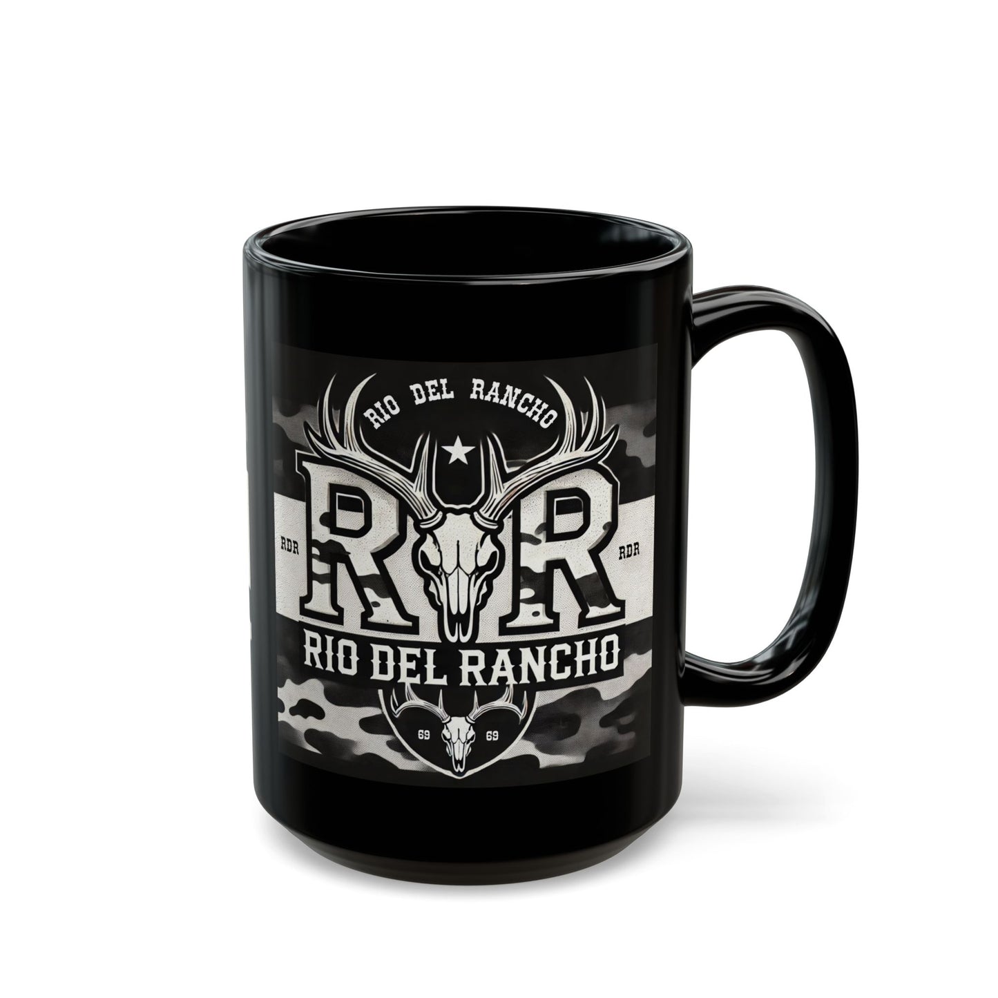 Rio Del Rancho Custom Black Ceramic Mug – Warm Your Soul in Style