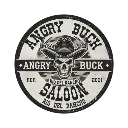 Angry Buck Saloon at Rio Del Rancho Round Rug