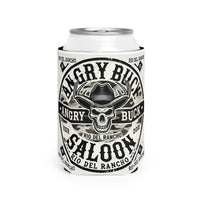 Custom Neoprene Can Cooler Sleeve with Rio Del Rancho & Angry Buck Saloon Logos – Fits 12 oz Cans, Slip-Resistant & Collapsible