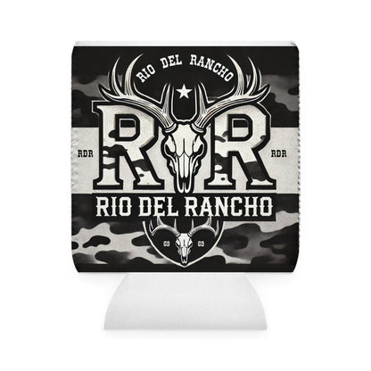 Custom Neoprene Can Cooler Sleeve with Rio Del Rancho & Angry Buck Saloon Logos – Fits 12 oz Cans, Slip-Resistant & Collapsible