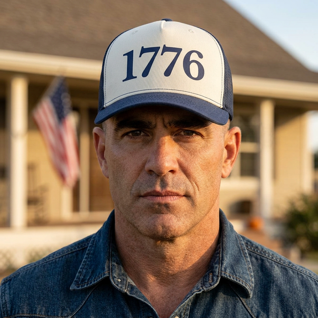 1776 Embroidered Two-Tone Hat – Patriotic Snapback Cap Frame Two-Tone Cap