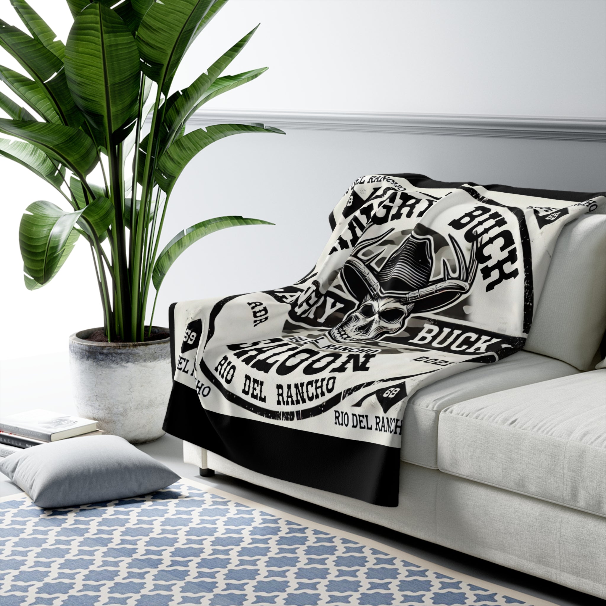 Angry Buck Saloon at Rio Del Rancho Sherpa Fleece Blanket
