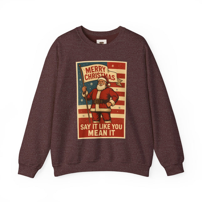 Merry Christmas Revival Sweatshirt | Say It Like You Mean It | Patriotic Holiday Crewneck by Trend Store Stop