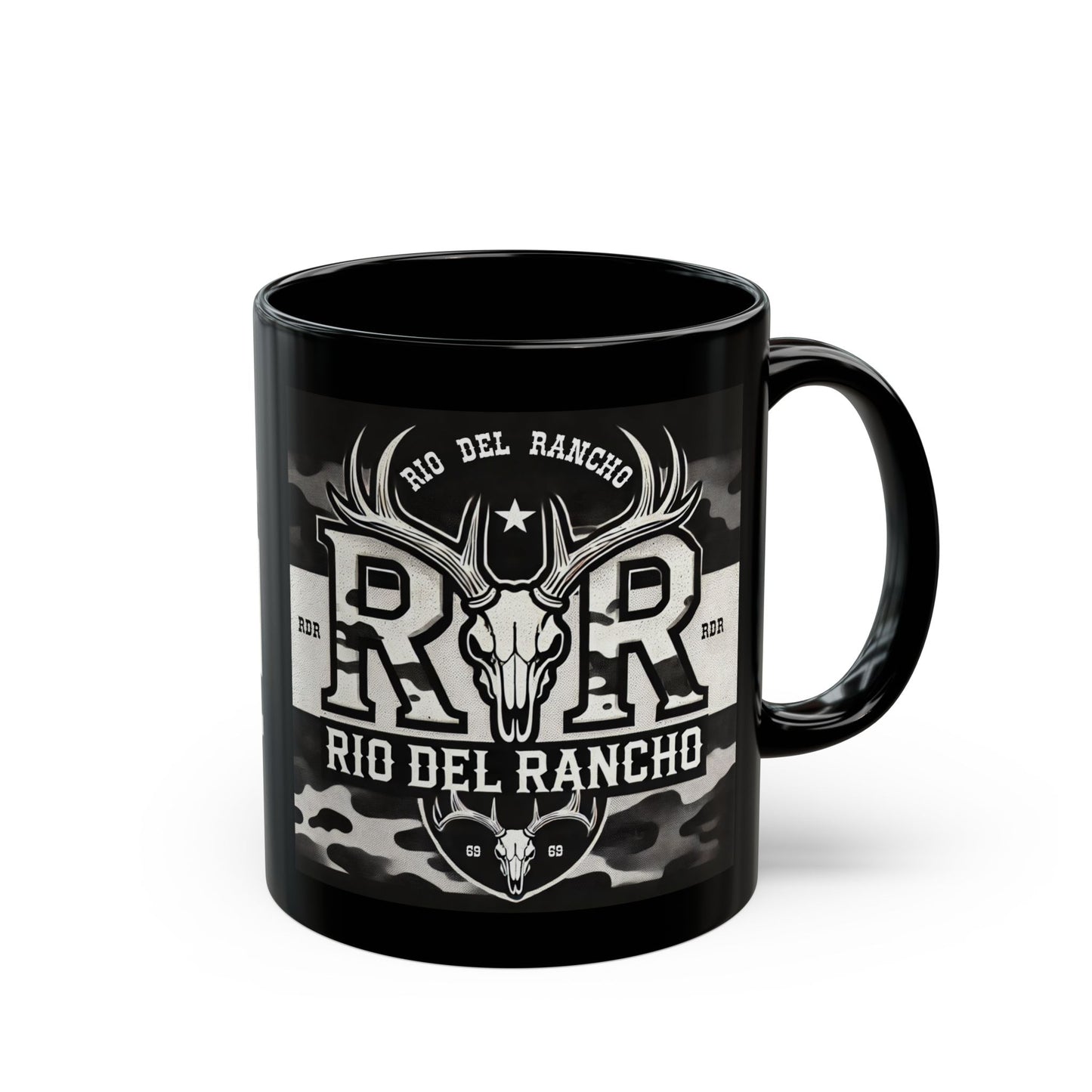 Rio Del Rancho Custom Black Ceramic Mug – Warm Your Soul in Style