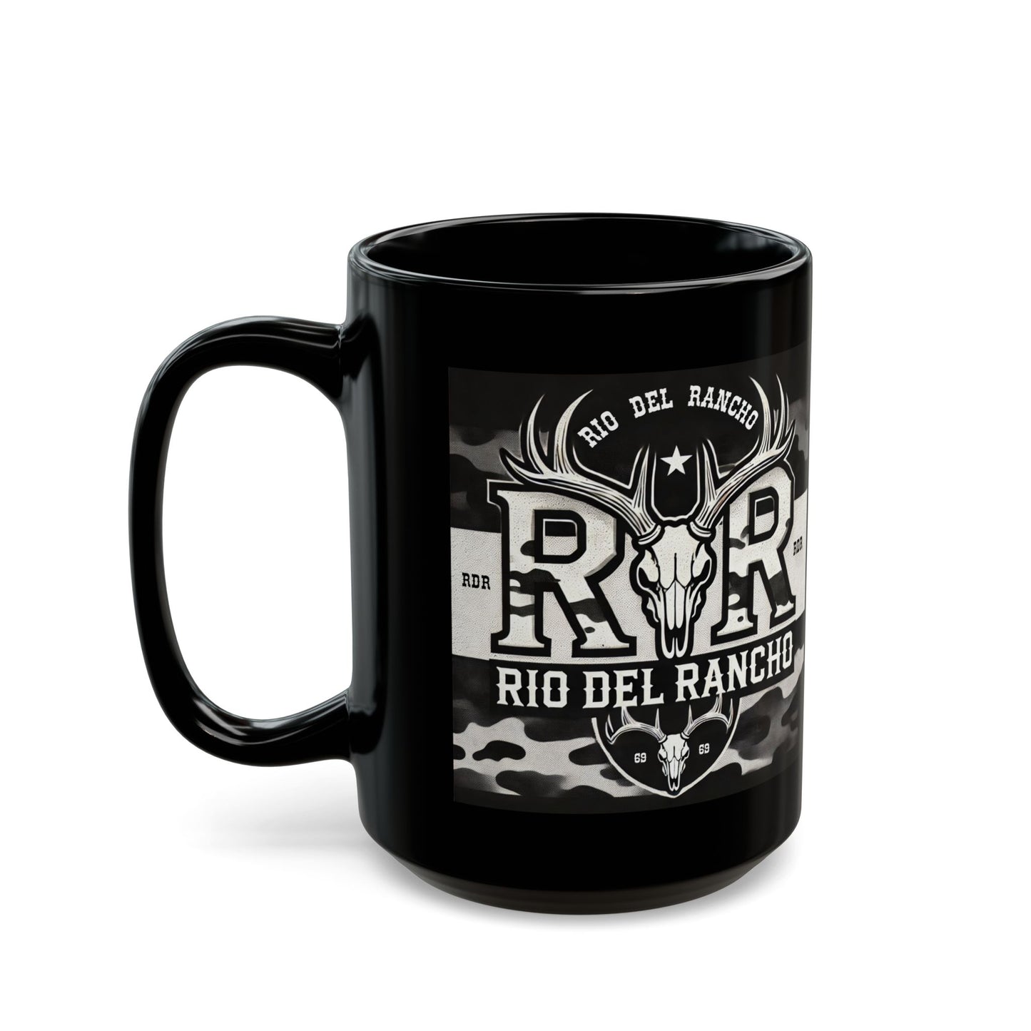 Rio Del Rancho Custom Black Ceramic Mug – Warm Your Soul in Style