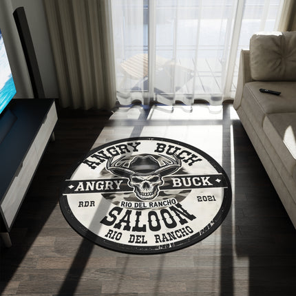 Angry Buck Saloon at Rio Del Rancho Round Rug