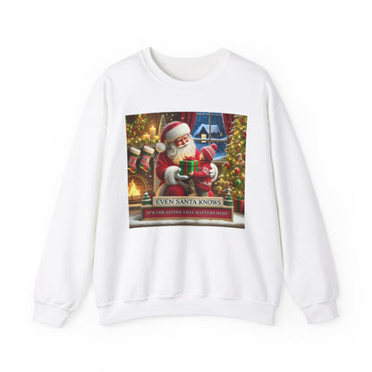 Even Santa Knows It’s the Giving That Matters Most  Christmas Giving-Themed Sweatshirt Unisex Heavy Blend Crewneck Sweatshirt