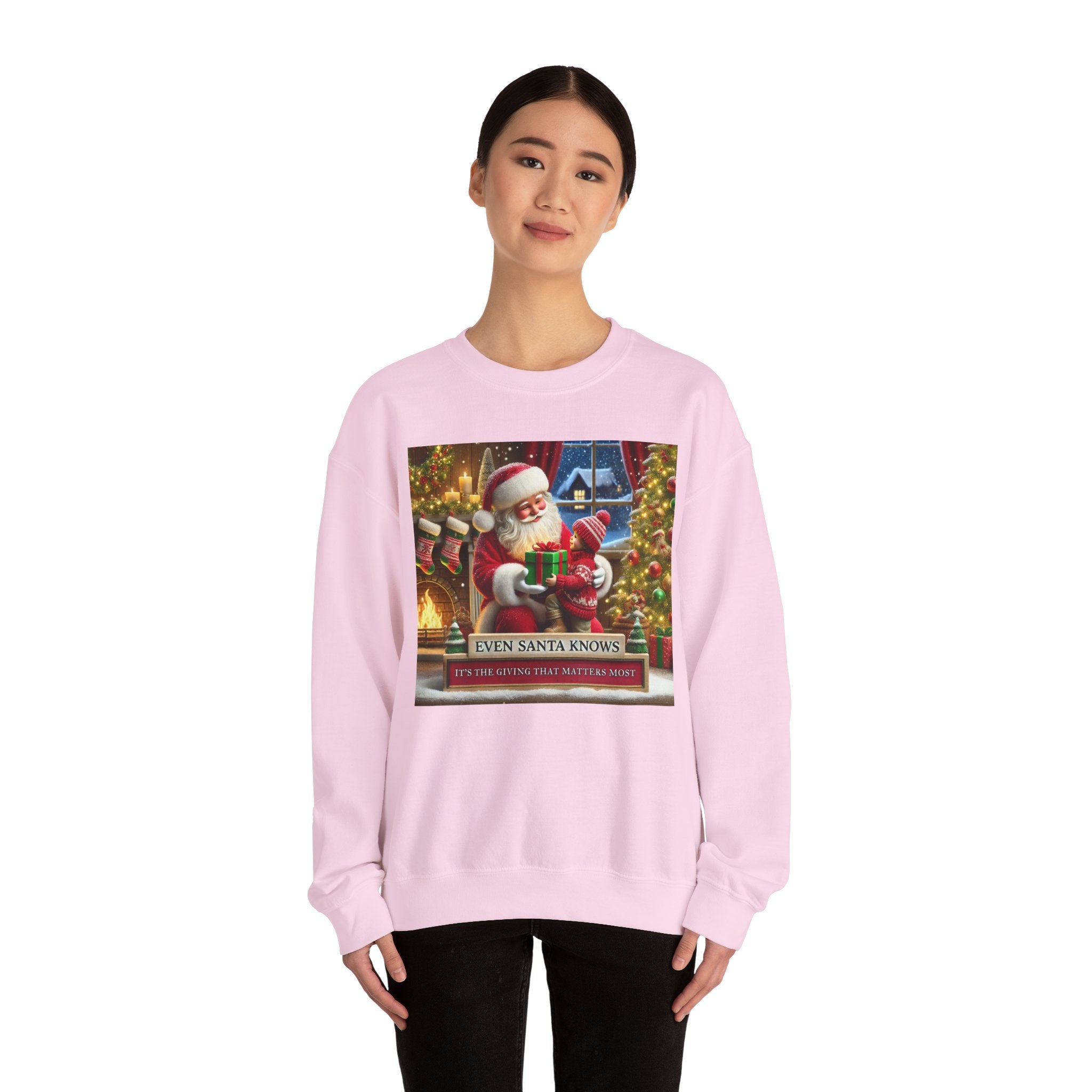 Even Santa Knows It’s the Giving That Matters Most  Christmas Giving-Themed Sweatshirt Unisex Heavy Blend Crewneck Sweatshirt